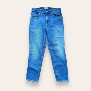 Everlane The Curvy Cheeky Jean Cotton Blue Denim Raw Hem 29 Crop Women’s